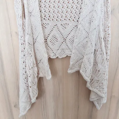 Mossimo Womens Crochet Duster Vest Size XXL Cream Boho Knit Cottage Coastal