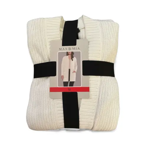 Max & Mia NWT Women's Open Front Long Sleeve Cardigan Sweater Ivory M