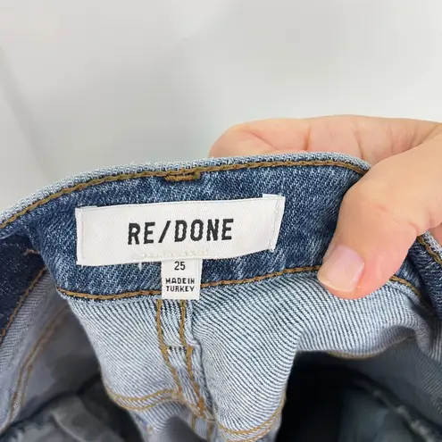 RE/DONE Size 25 Blue Stretch High Rise Ankle Crop Jeans
