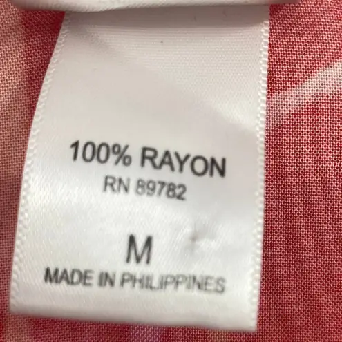 Natori Floral Print Tunic Top Lightweight Coverup Cherry Blossom Coral Womens M