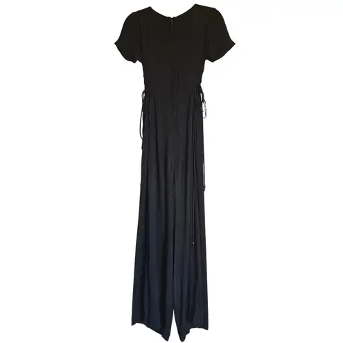 Maeve Anthropologie Black Square Neck Button Front Wide Leg Jumpsuit Size 4