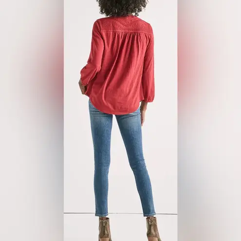 Lucky Brand  Red embroidery Accent Blouse