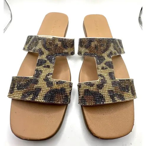Kelly & Katie Sandals, women's Size 7, Brown & Gold rhinestones