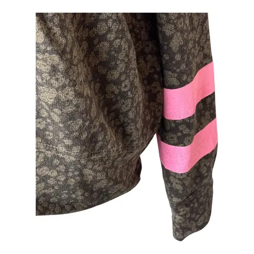 Sundry Sweatshirt Women Small Leopard Print Pink Stripe Hoodie Athleisure NWT