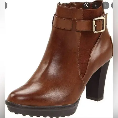 Etienne Aigner Brown Buckle Heeled Booties