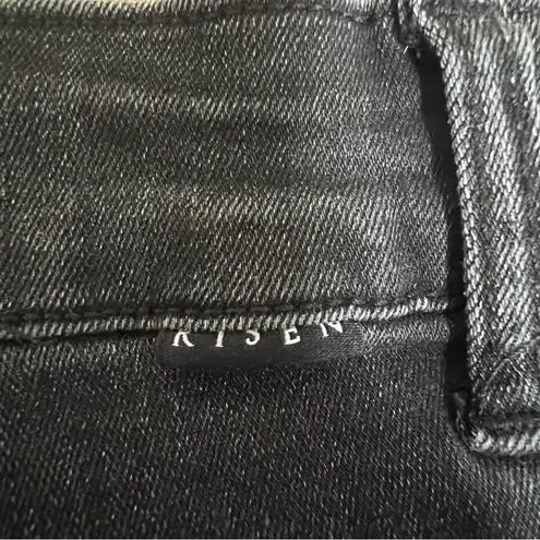 Risen Jeans Plus Size High Waist Skinny Ankle Jeans Faded Black Charcoal 1XL