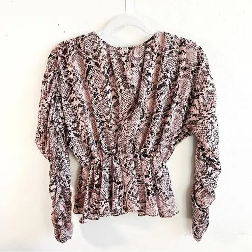 MISA Los Angeles Top Kesara Blouse in Snake Pink & Black Peplum Sz XS NWT
