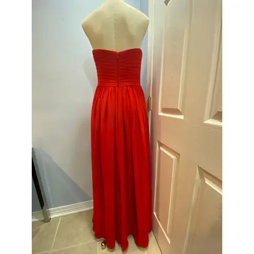 Azazie Yasmin Strapless Sweetheart Neckline Chiffon Scarlet Formal Gown Dress