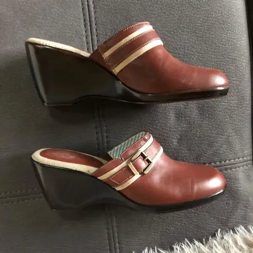 Tommy Hilfiger  Brown Rust Leather Mules S7.5