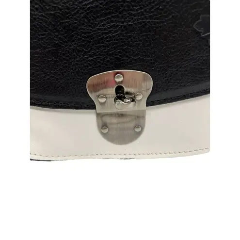 Patricia Nash Bettina Colorblock Saddle Crossbody Bag Purse Black White NWT