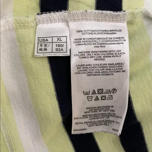 Brooks Brothers Green Striped Short Sleeve Cotton T-Shirt Womens Size XL