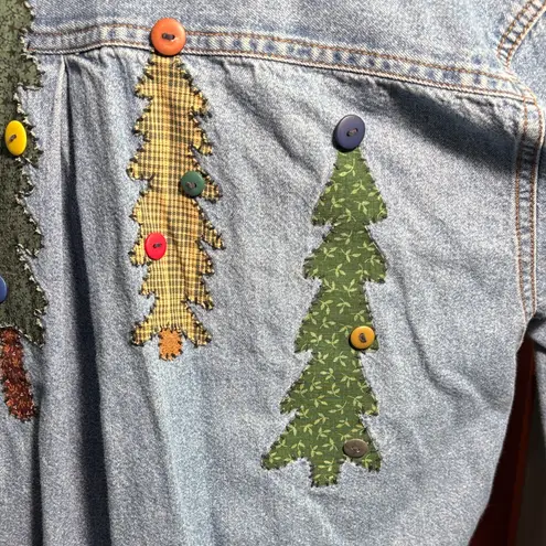 Newton Trading Co. Vintage Blue Denim shirt with Bear and Tree Design Size M