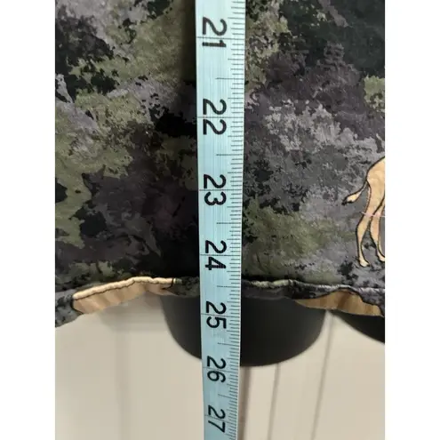 Dickies Scrub Top Camo/Camel Green/Tan Print Short Sleeve V Neck Pockets Size M