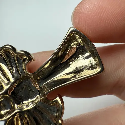 Monet Winged Angel Red Enamel Rhinestone Brooch Pin Gold Tone Signed