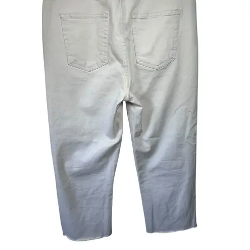 Oliver Logan Ecru Color Aberdeen Wide Leg High Rise Cropped Raw Hem Size 32