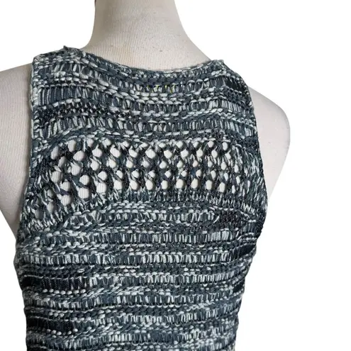 Ramy Brook Crochet Knit Sleeveless Top Women Size XS Blue Layering Coastal BOHO