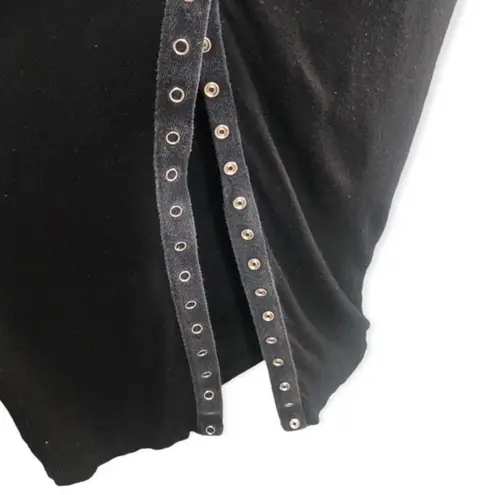 Black Bead Snap Front Bodycon Tank Midi Dress