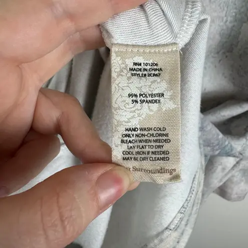 Soft Surroundings Dello Velour Paisley Tunic Top Sz Medium Gray 3/4 Sleeve Boho