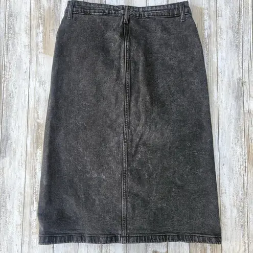 Old Navy  Denim Skirt Sz 6 Black Midi Button Down Faded Y2K Casual Skater Punk - Image 3