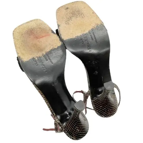 Vintage Donald J Pliner Couture Snakeskin Ankle Wrap Strappy Sandals Size 8.5 Black