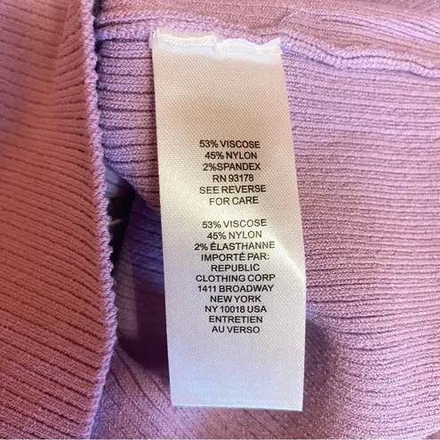 House of Harlow 1960 Lavender Purple Ribbed Knit Short Sleeve Top