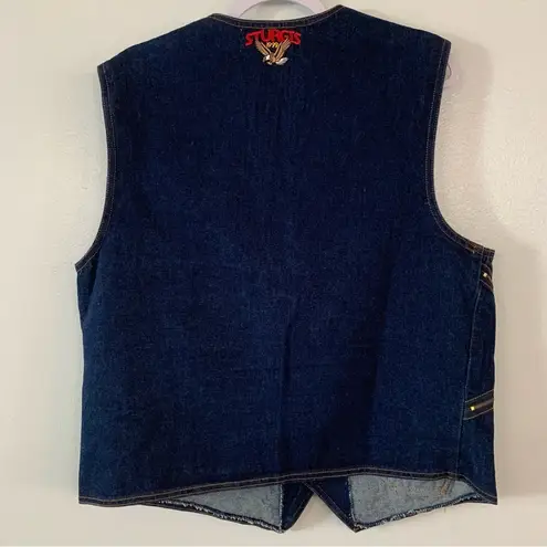 Vintage Y2K 1999 Embroidered Sturgis Biker Denim Vest Size Large Size M