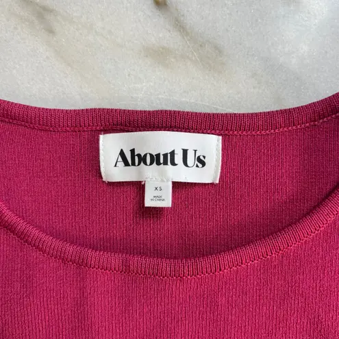 About Us  Women's Long Sleeve Crop Top Ribbed Knit‎ Raspberry Size XS
