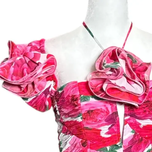 NEW ASOS LUXE Womens Sz 6 Pink mini Floral dress corset Ruched Summer Party Sexy Red