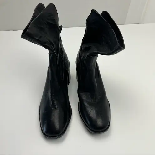 Kelsi Dagger Island Black Leather Booties Womens Size 6.5 Heeled Zipper *FLAWED