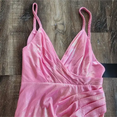 Retrofete Yesi Dress in Flamingo Pink Large NWT Metallic Maxi Spaghetti Straps