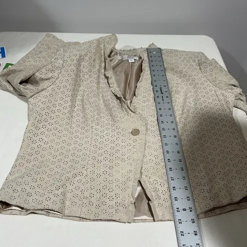 Woman’s Dress Barn 2x Soft Beige Faux Suede Lined Blazer One Button Tan Size XXL