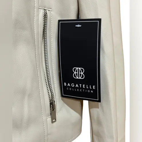 Bagatelle NWT Cream Faux Leather Moto Jacket Women’s M | Vegan Neutral Chic Fall