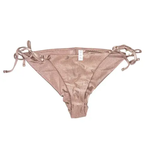 Aerie NEW  Ribbed Cheekier Plus String Bikini Bottom metallic Taupe Size XXL