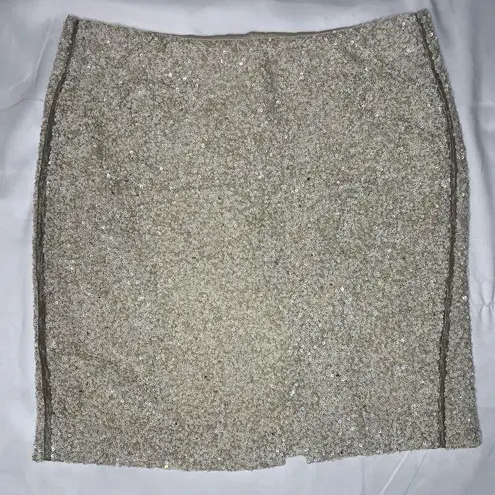 Vintage Beverly & Monika Cream Sequin Skirt Large Gold