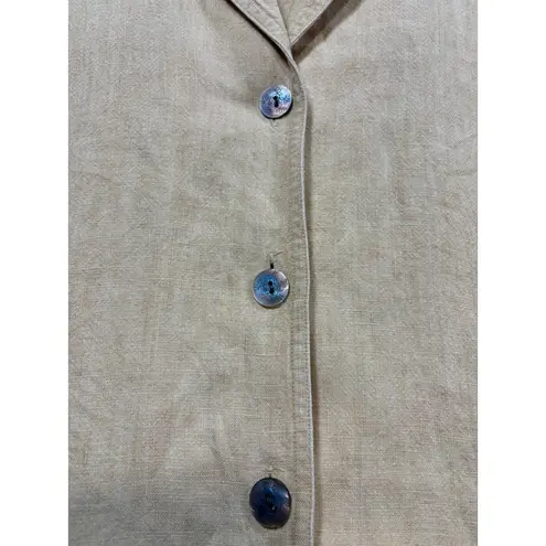 J Jill Womens Blazer Pants Set Size M 12 Beige Yellow 100% Linen Lagenlook