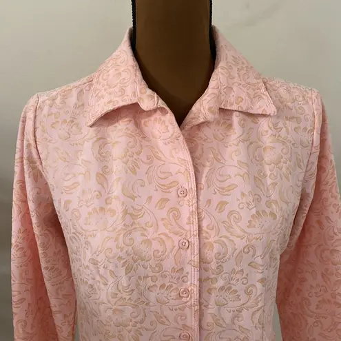 STO Susquehanna Trail Outfitters faux suede pink floral print western shirt sz S