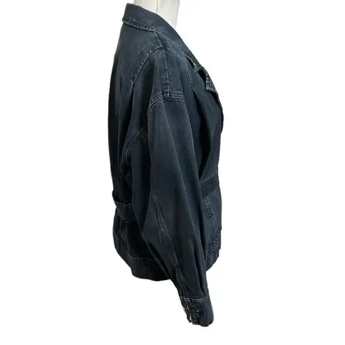 IRO Denim Oversized Jacket Belted Delicacy Faded Dark Blue Women Size FR36 US 2