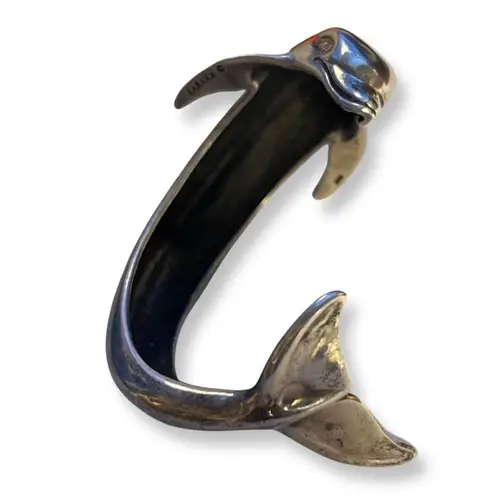 Vintage Sterling Silver Kabana Huge Leaping Dolphin Cuff Bracelet size 7