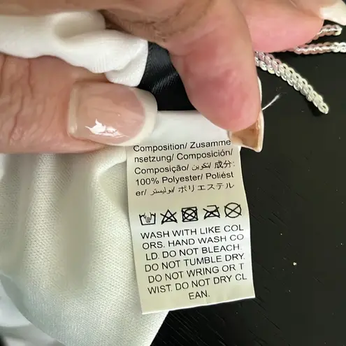 SheIn  Sleeveless Bodycon Dress Sheer Mesh Shiny Sequins Party Dress with Fringe