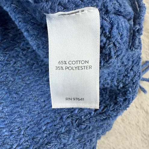 Pure Jill Fringe Sweater Vest Sleeveless Knit Blue Boho Chic Size S Oversize Box