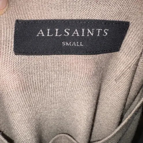 ALL SAINTS Taupe Crew Neck Long Sleeve Sweater Lightweight Tan