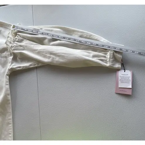 Avec Les Filles Oversized Denim Jean Jacket Off White Ruffled Feminine Sleeve M