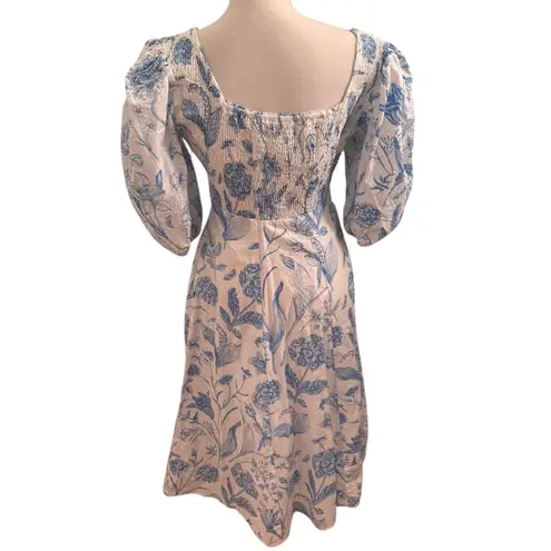 Olivia James the Label Bridget Floral Midi Dress in Toile Sky L White Size L - Image 2
