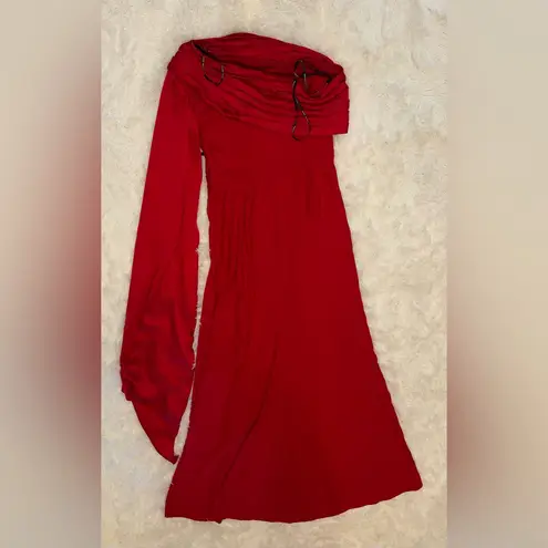 Tadashi Shoji NWOT Ember One-Shoulder Draped Gown lava red Sz 10