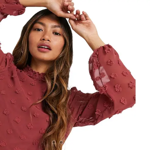 VERO MODA Mini Smock Dress with Textured Spots Red Size L New