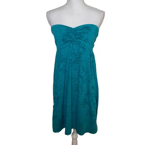 Fox Racing Dress Y2k Tube Mini Turquoise Skull & Roses Floral Print, Size Large