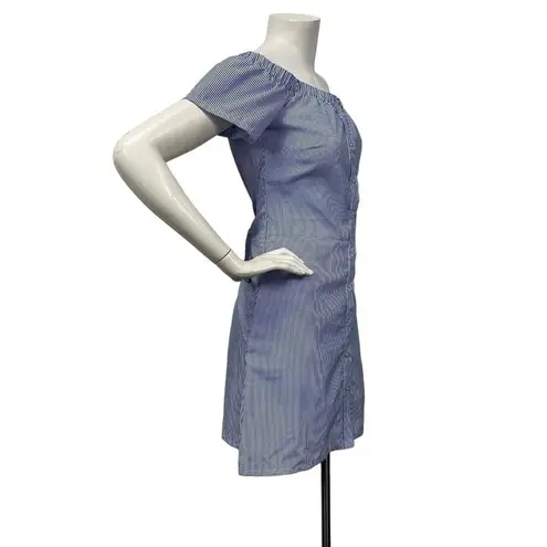 Design Lab Lord & Taylor Off Shoulder Tie-Front Stripe Dress Blue & White sz SP