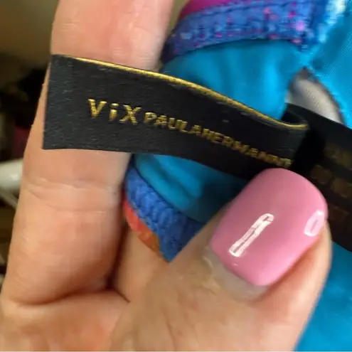 VIX PAULA HERMANNY Mabel Riviera Bikini Top Size Small Padded Beach Travel Blue