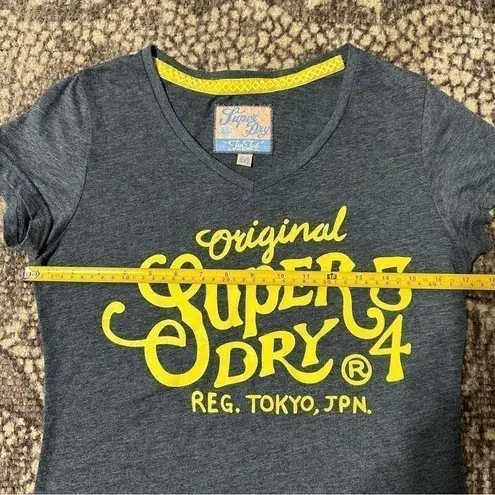 Superdry Women’s Size M Heathered Black Yellow Logo Graphic Short Sleeve T-Shirt