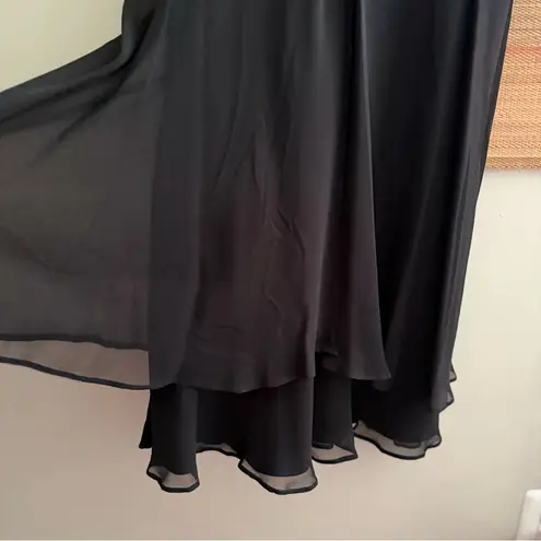 Donna Ricco 90s Silk Black Lace Chiffon Cocktail Dress